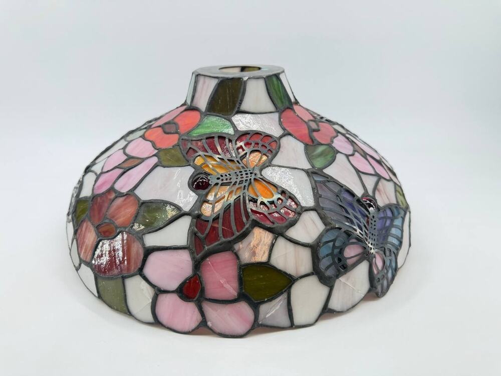 Dale Tiffany Signed Stained Glass Lamp Shade Butterfly Floral Replacement 3.70lb